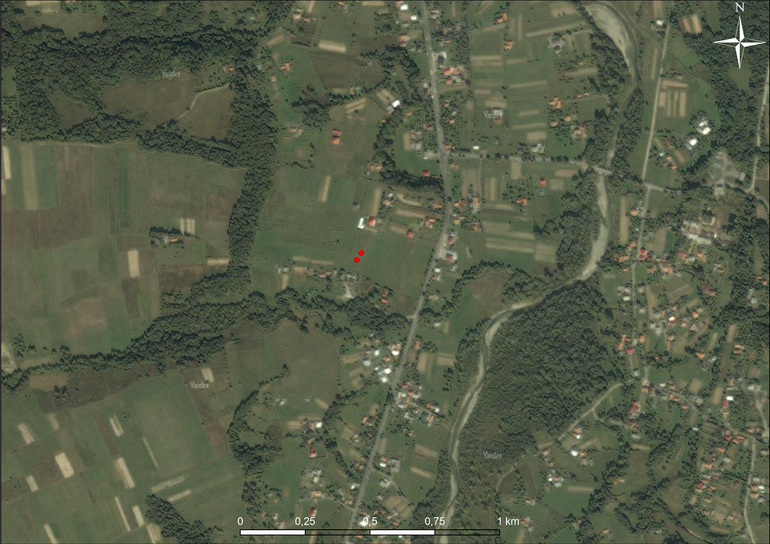 Stopczatów. Usytuowanie cmentarzyska na mapie satelitarnej (Yandex)