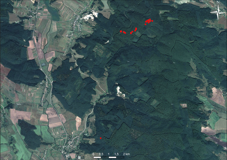 Підгороддя. Локалізація могильника на супутниковому знімку (Yandex)